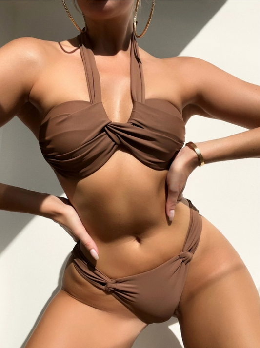 Cocoa Twist: Bikini 2 piezas Push-Up, halter