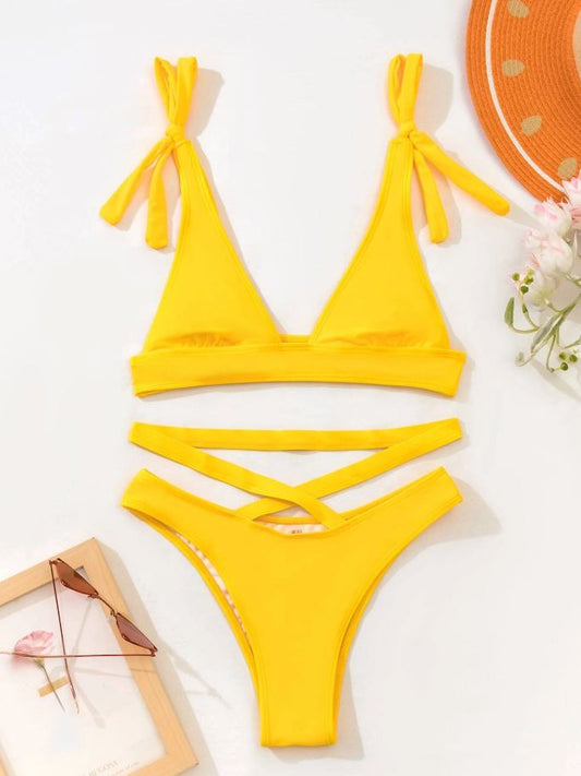 Sunny Island: Bikini de hombros con cordón con tira cruzada