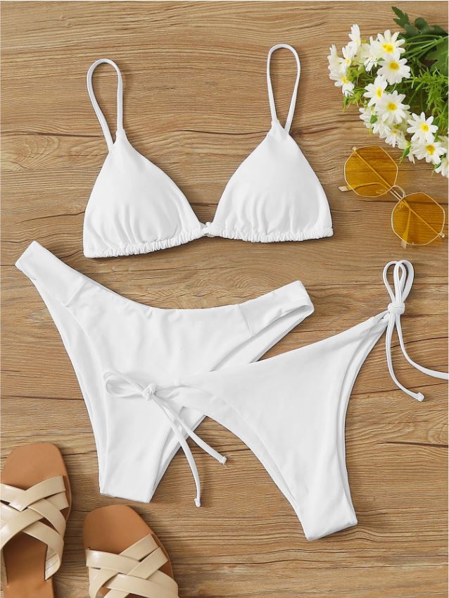 Ivory Temptation: Bikini 3 piezas triangulo, corte alto