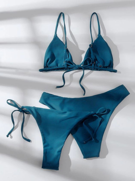 Celestial Aqua: Bikini 3 piezas, corte alto