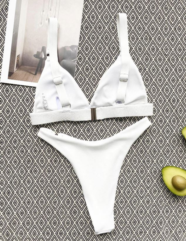 Pearl Perfection: Bikini 2 piezas de corte alto con aro de canalé