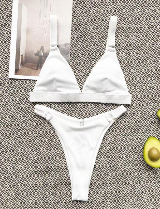 Pearl Perfection: Bikini 2 piezas de corte alto con aro de canalé