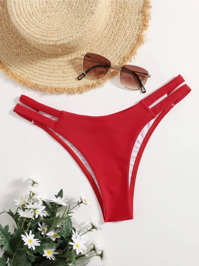 Bottom bikini con abertura color rojo