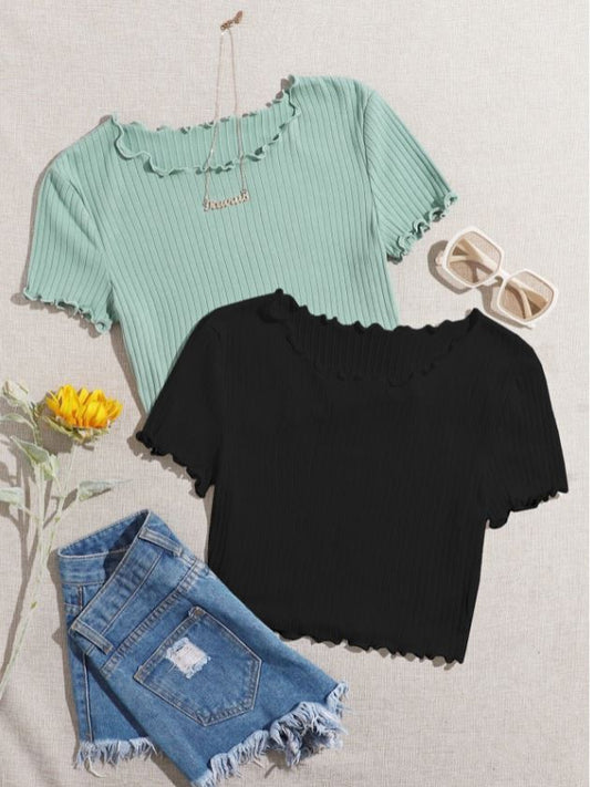 Set 2 piezas blusas ribete en forma de lechuga