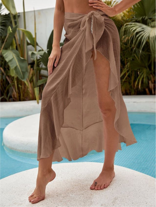 Elegant Khaki: Cover up con nudo lateral caqui