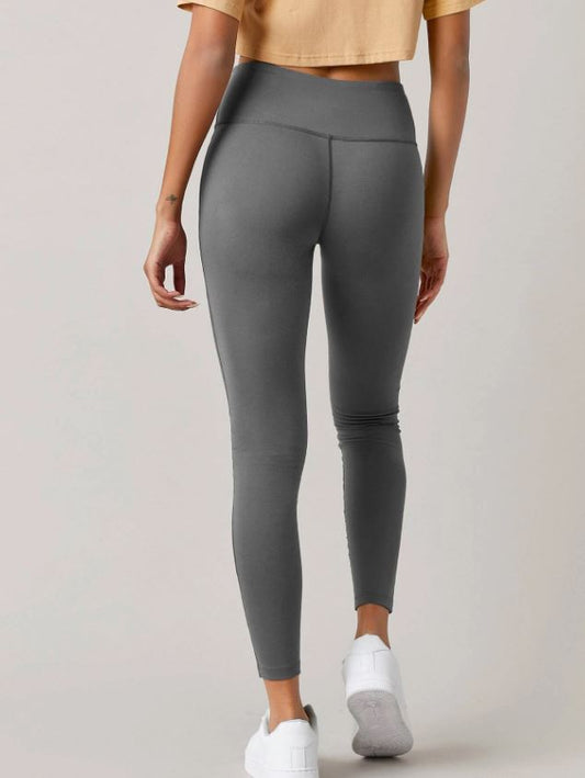Leggings unicolor de cintura ancha