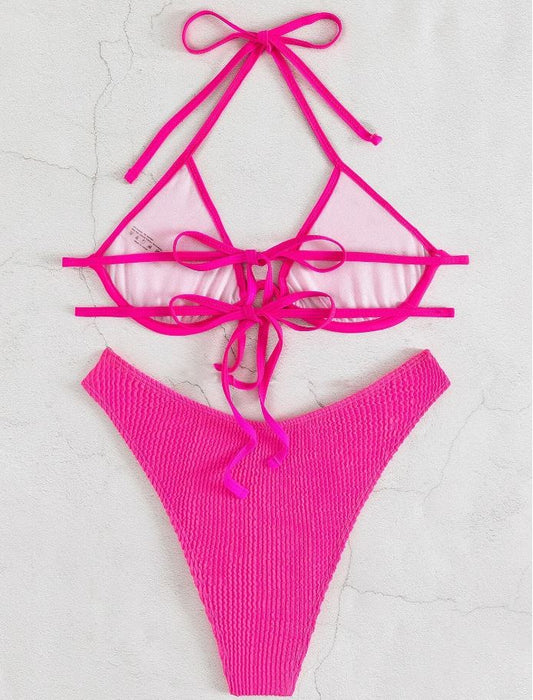 Hot Pink Luxe: Bikini 2 piezas con textura y ballena