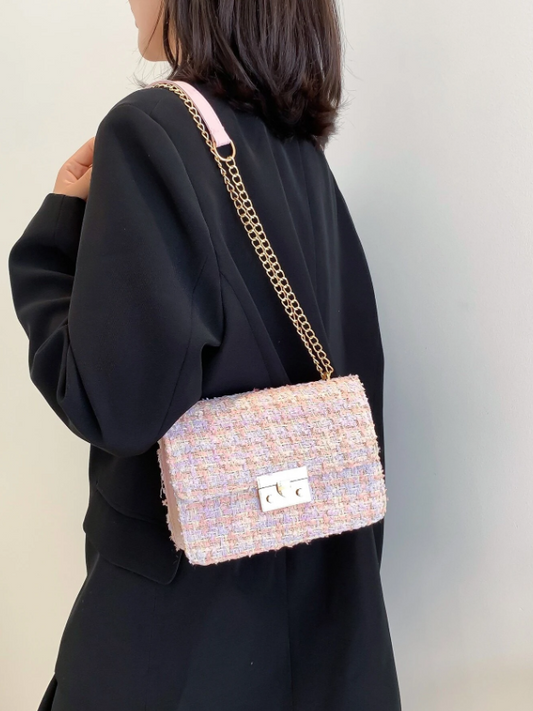 Bolsa cuadrada mini con patrón de cuadros