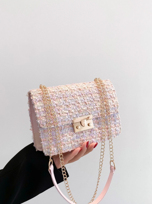 Bolsa cuadrada mini con patrón de cuadros