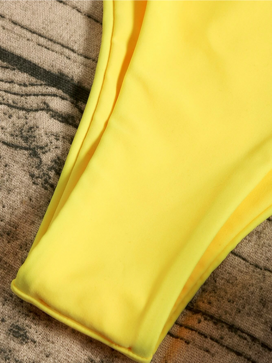 Yellow Oasis: Bikini 2 piezas strappless de corte alto